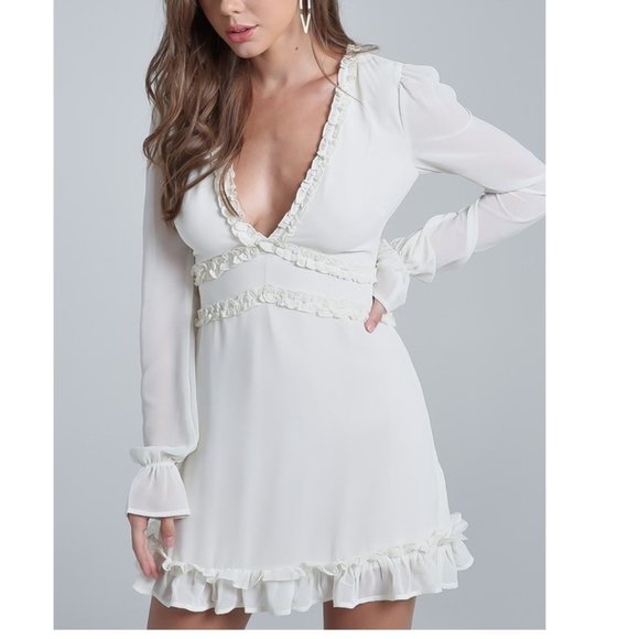 WOVEN RUFFLED OPEN BACK MINI DRESS - Picture 3 of 6